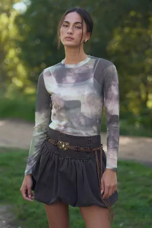 wholesale clothing mesh layering longsleeve top round neckline davi & dani