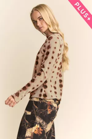 wholesale clothing plus mesh tie dye long sleeve top davi & dani