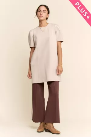 wholesale clothing plus short sleeve puff shoulder top davi & dani