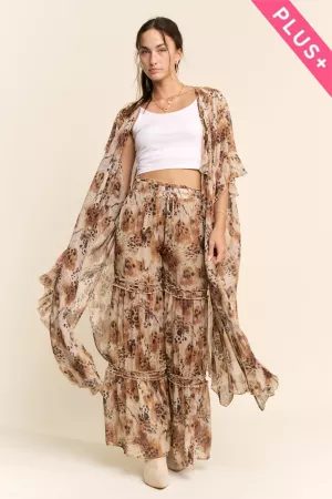 wholesale clothing plus printed chiffon kimono cardigan duster davi & dani