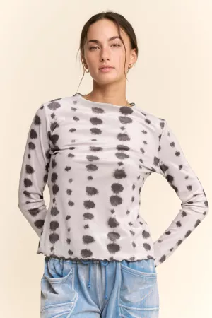 wholesale clothing mesh tie dye long sleeve top davi & dani