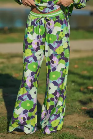 wholesale clothing floral print wide-leg pants with drawstring waist davi & dani