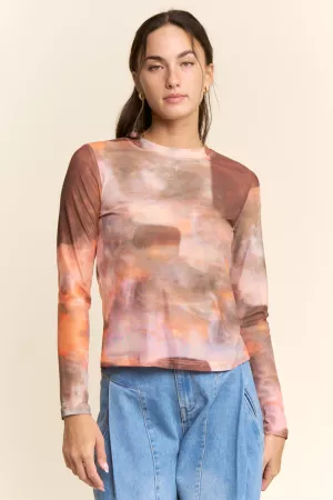 wholesale clothing mesh layering longsleeve top round neckline davi & dani