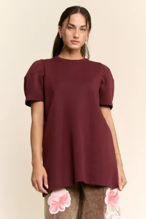 wholesale clothing short sleeve puff shoulder top davi & dani