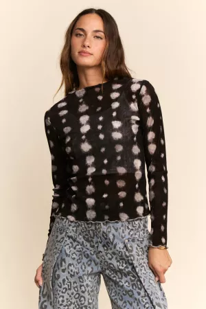 wholesale clothing mesh tie dye long sleeve top davi & dani