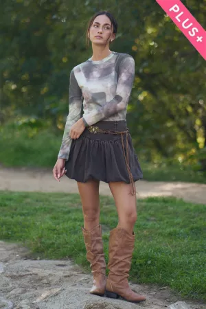 wholesale clothing plus mesh layering longsleeve top round neckline davi & dani