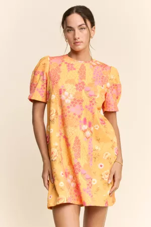 wholesale clothing vintage patchwork round neck puff sleeve top davi & dani