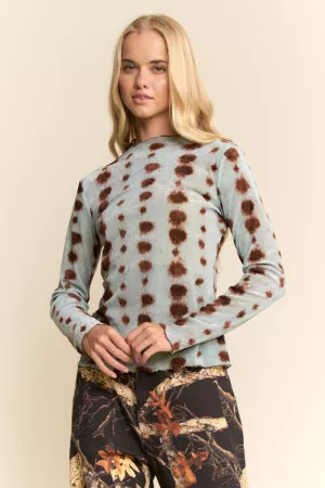 wholesale clothing mesh tie dye long sleeve top davi & dani