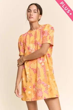 wholesale clothing plus vintage patchwork round neck puff sleeve top davi & dani