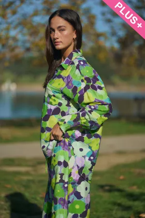 wholesale clothing plus floral print long sleeve button top davi & dani