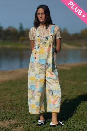 wholesale clothing plus flower patchwork denim overall davi & dani