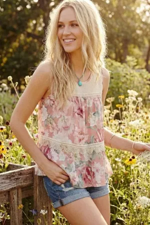 wholesale clothing floral crochet baby doll top davi & dani