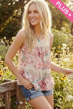 wholesale clothing plus floral crochet baby doll top davi & dani