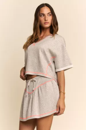 wholesale clothing soft knit v-neck crop top  shorts skort set davi & dani