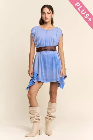 wholesale clothing plus garment boat neck hankerchief mini dress davi & dani