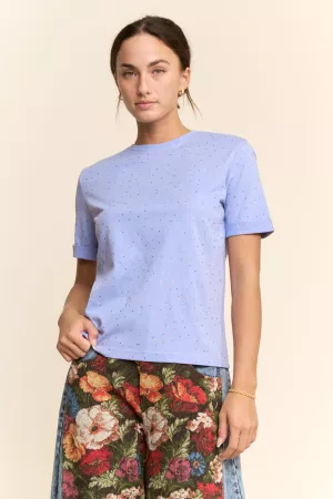 wholesale clothing rhinestone embellished relaxed crew neck tee davi & dani