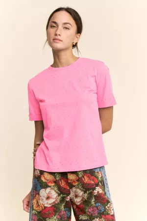 wholesale clothing rhinestone embellished relaxed crew neck tee davi & dani