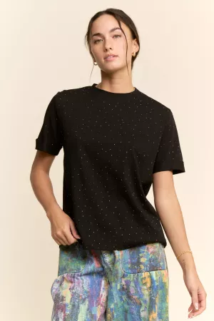 wholesale clothing rhinestone embellished relaxed crew neck tee davi & dani