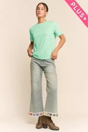 wholesale clothing plus rhinestone embellished relaxed crew neck tee davi & dani