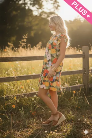 wholesale clothing ruffle sleeve floral dress davi & dani