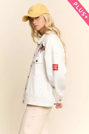 wholesale clothing plus embroidered western denim trucker jacket davi & dani