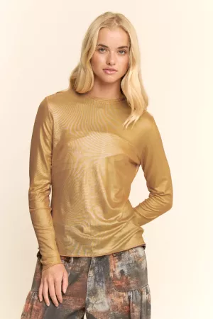 wholesale clothing metallic mesh long sleeve tops davi & dani