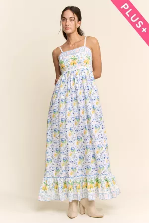 wholesale clothing plus border print smocking back maxi dress davi & dani