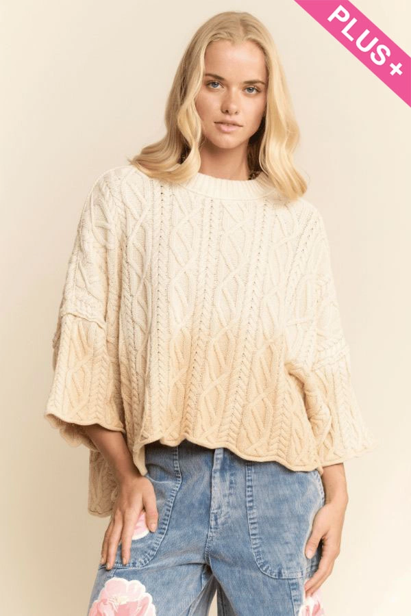 wholesale clothing plus long sleeve sweater cable knit pattern davi & dani