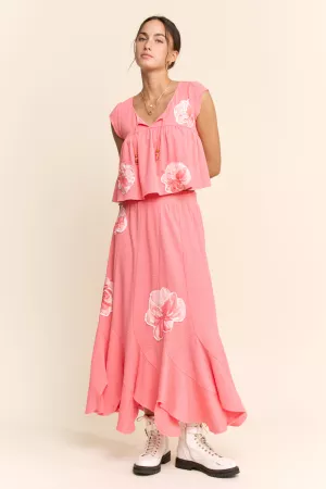 wholesale clothing crinkled knit top elastic waist maxi skirt set davi & dani