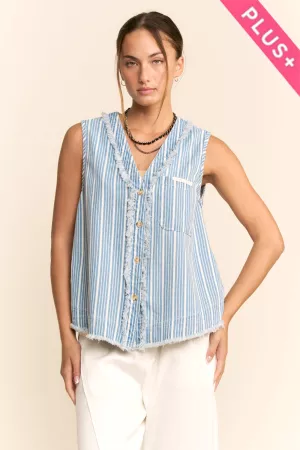 wholesale clothing plus v neck denim vest davi & dani