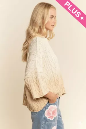 wholesale clothing plus long sleeve sweater cable knit pattern davi & dani