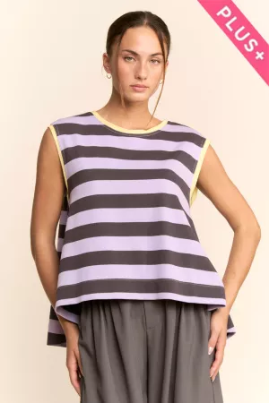 wholesale clothing plus striped oversized sweater vest davi & dani