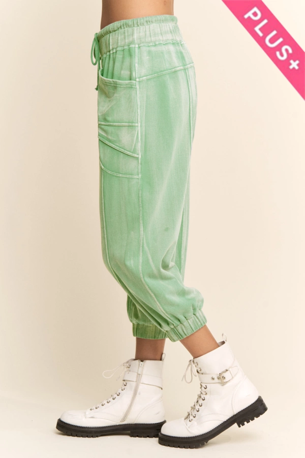 wholesale clothing plus garment washed seam detail jogger pants davi & dani