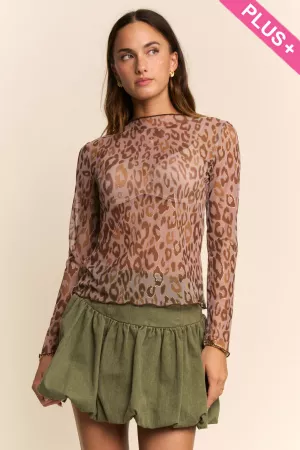 wholesale clothing plus metallic leopard sheer mesh top davi & dani