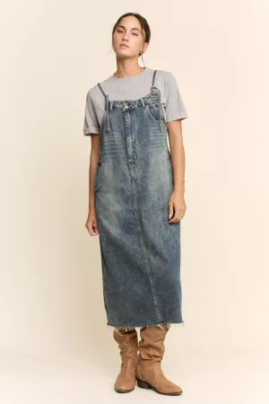 wholesale clothing casual denim slip dress with spaghetti straps davi & dani