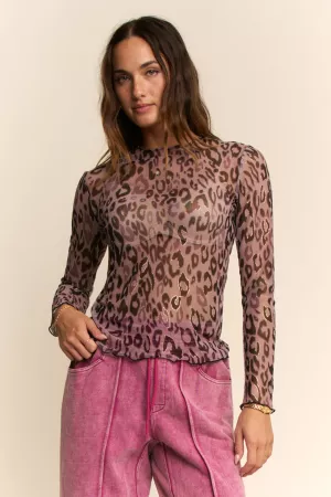 wholesale clothing metallic leopard sheer mesh top davi & dani