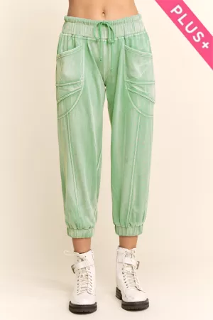 wholesale clothing plus garment washed seam detail jogger pants davi & dani