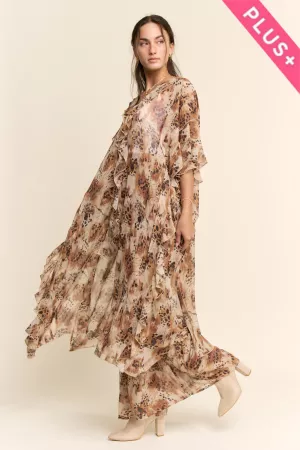 wholesale clothing plus printed chiffon kimono cardigan duster davi & dani