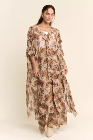 wholesale clothing printed chiffon kimono cardigan duster davi & dani
