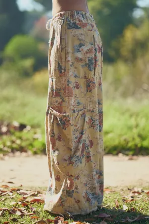 wholesale clothing flower printed denim waist dropped pockets pant davi & dani