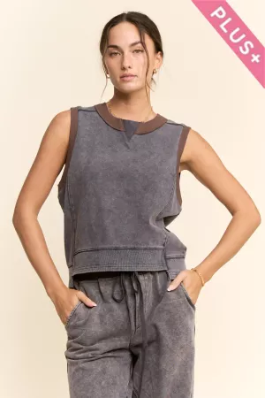 wholesale clothing plus sleeveless crewneck lounge top davi & dani