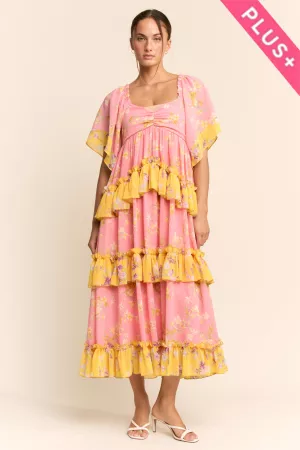 wholesale clothing plus flower mixed print maxi dress davi & dani