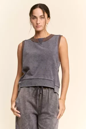 wholesale clothing sleeveless crewneck lounge top davi & dani