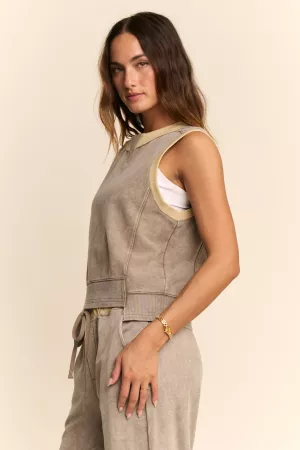 wholesale clothing sleeveless crewneck lounge top davi & dani