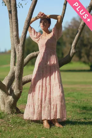 wholesale clothing plus smocked square neck tiered floral maxi dress davi & dani