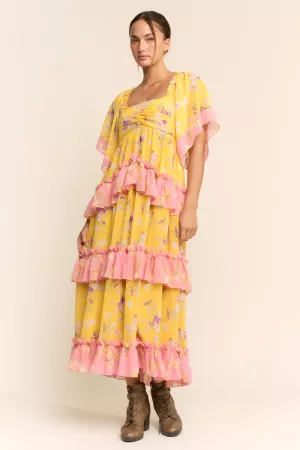 wholesale clothing flower mixed print maxi dress davi & dani