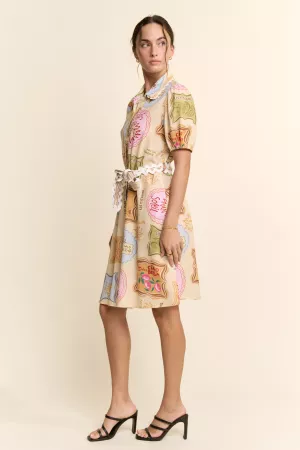 wholesale clothing printed linen ricrac trim shirt dress davi & dani