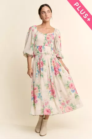 wholesale clothing plus flower printed chiffon maxi dress davi & dani