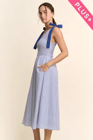 wholesale clothing plus stripe blocked tie straps midi dress davi & dani