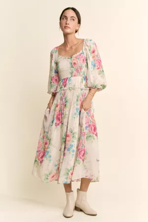 wholesale clothing flower printed chiffon maxi dress davi & dani